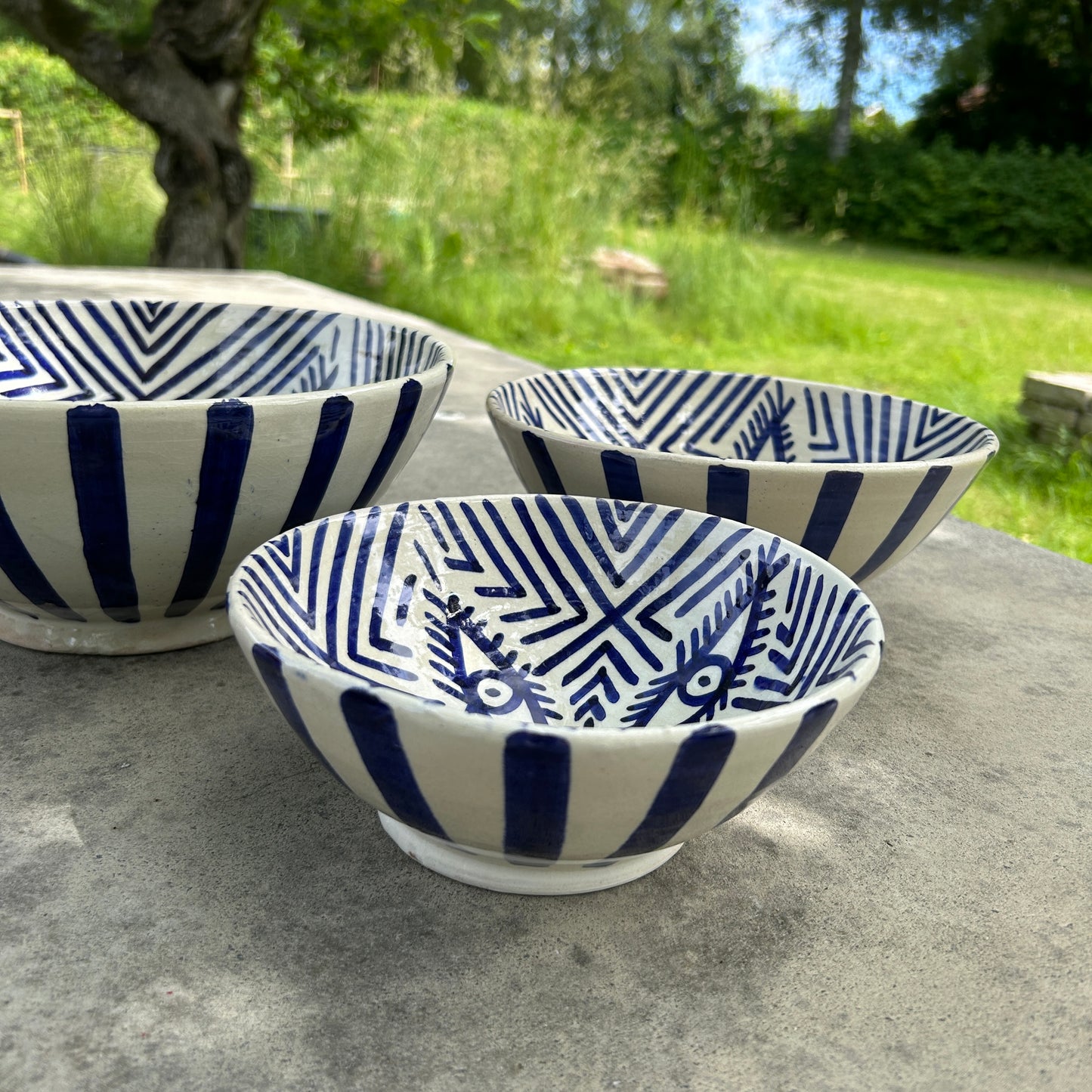 3 handgjorda skålar