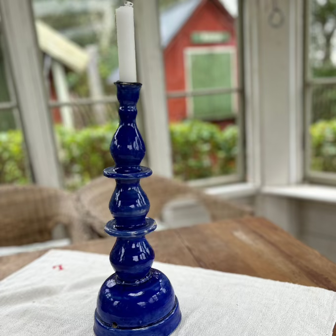 charmig antik keramikljusstake från Marocko