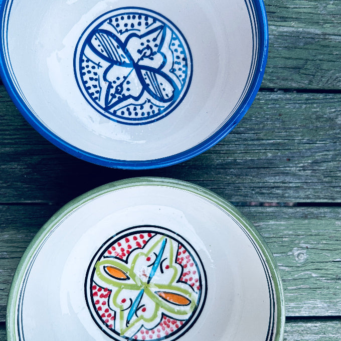 Skål marockansk keramik blå eller grön