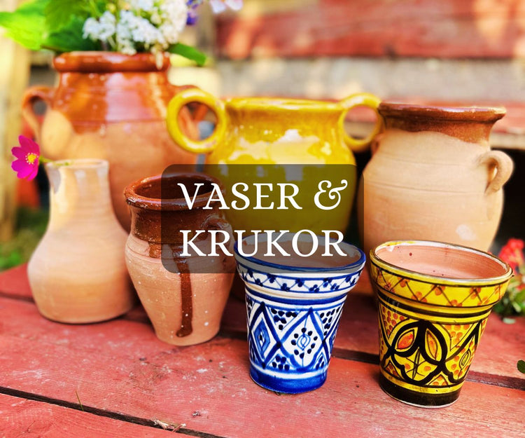 Vaser, krukor och trädgårdsurnor i marockansk keramikr och vaser