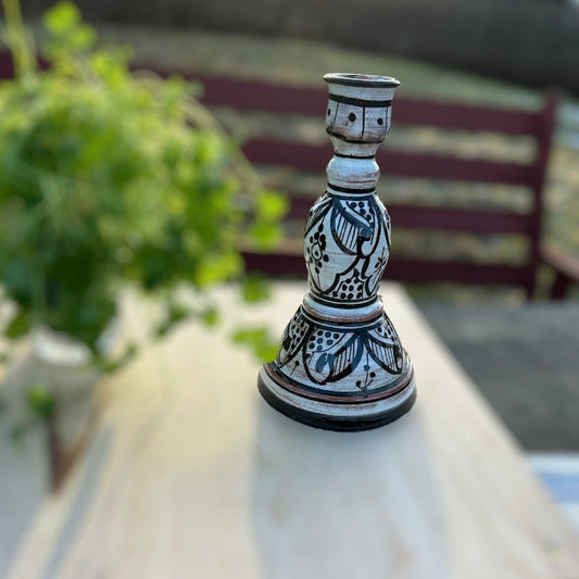 Marockansk ljusstake vit och svart