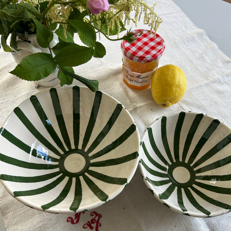 Keramikskål Grön & Vit