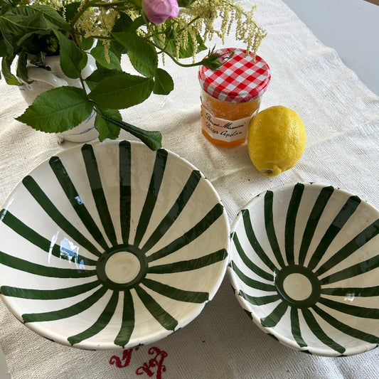 Keramikskål Grön & Vit