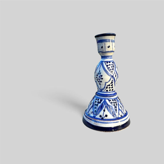 Marockansk ljusstake vit och blå