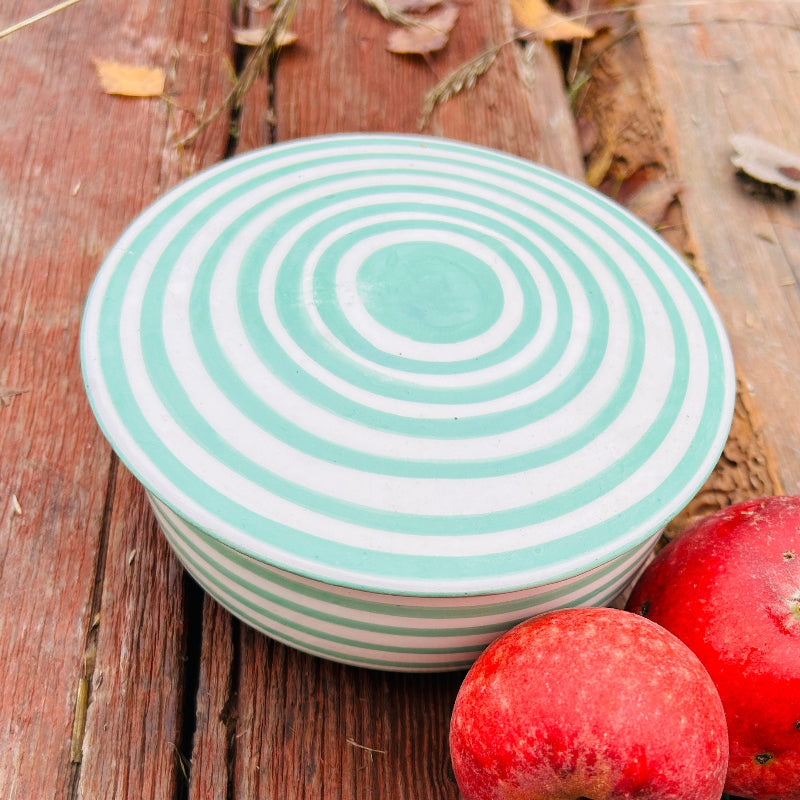 randig skål med lock - från Marocko